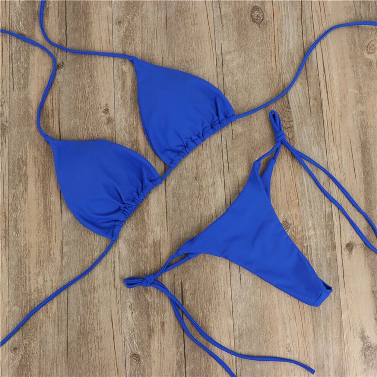 Solid color bikini, lace-up, two-piece, adjustable