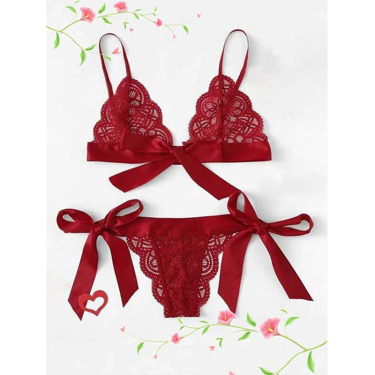 Sexy lingerie lace three-point split sexy